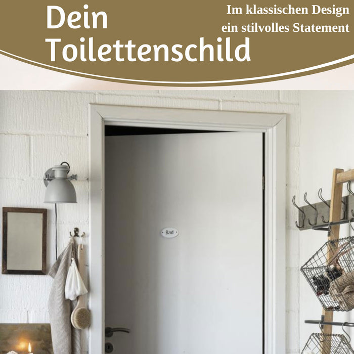KI-generiertes Bild,Vintage Metall Türschild Bad 9x5,5cm Dekoschild Nostalgieschild Schild