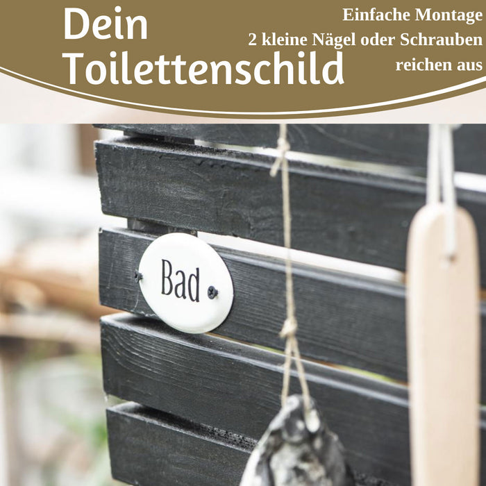 KI-generiertes Bild,Vintage Metall Türschild Bad 9x5,5cm Dekoschild Nostalgieschild Schild