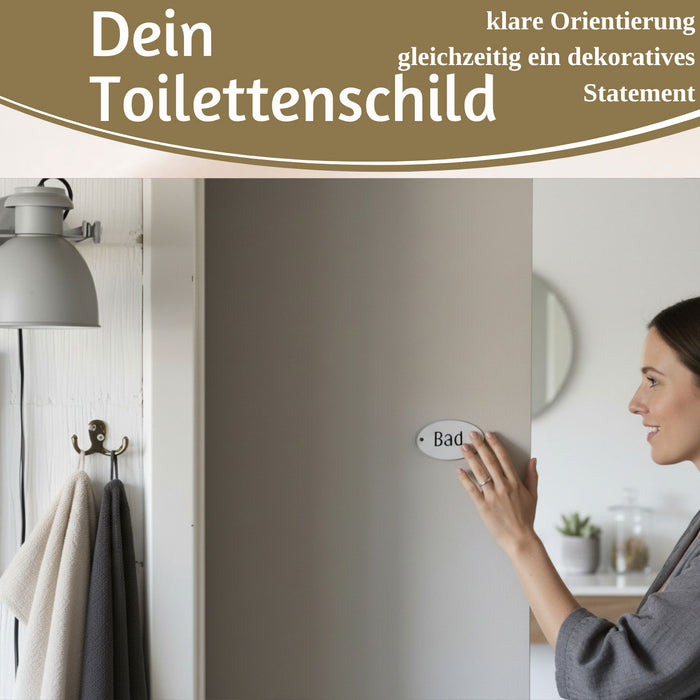 KI-generiertes Bild,Vintage Metall Türschild Bad 9x5,5cm Dekoschild Nostalgieschild Schild