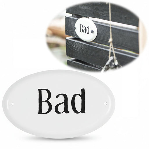 KI-generiertes Bild Vintage Metall Türschild Bad 9x5,5cm Dekoschild Nostalgieschild Schild