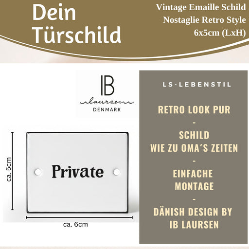KI-generiertes Bild,Vintage Emaille Türschild Private 6x5cm Hinweisschild Wandschild Deko Nostalgie