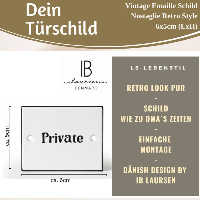 KI-generiertes Bild,Vintage Emaille Türschild Private 6x5cm Hinweisschild Wandschild Deko Nostalgie