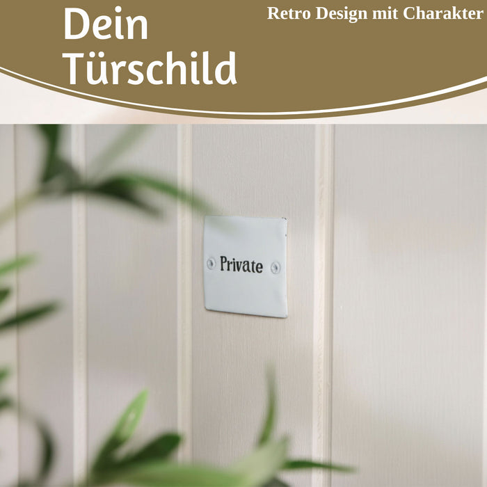 KI-generiertes Bild,Vintage Emaille Türschild Private 6x5cm Hinweisschild Wandschild Deko Nostalgie