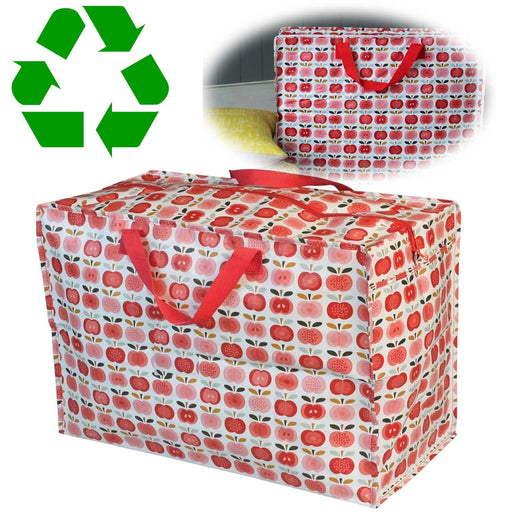KI-generiertes Bild XXL Jumbo Bag Apfel Rot Weiß 55cm Kunststoff Aufbewahrungstasche Einkaufstasche