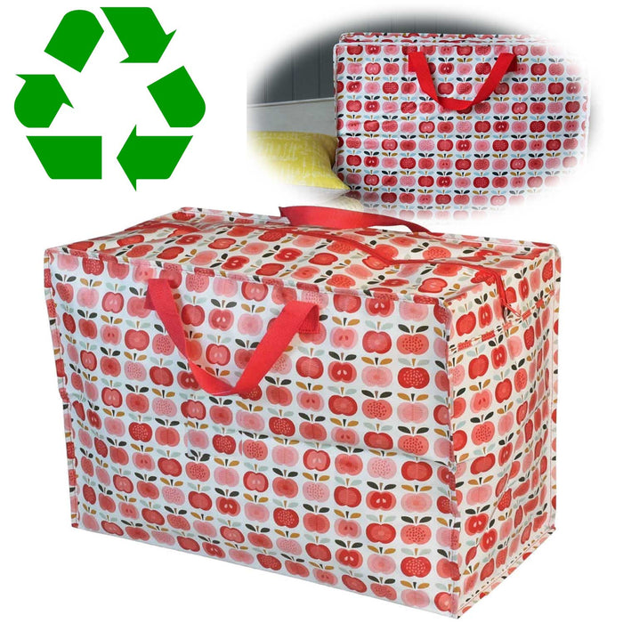 KI-generiertes Bild XXL Jumbo Bag Apfel Rot Weiß 55cm Kunststoff Aufbewahrungstasche Einkaufstasche