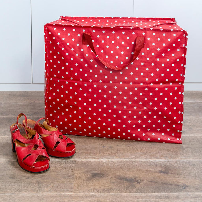KI-generiertes Bild,XXL Jumbo Bag Dot´s Rot Weiß 55cm Aufbewahrungstasche Einkaufstasche