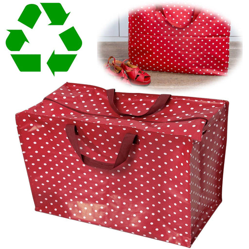 KI-generiertes Bild XXL Jumbo Bag Dot´s Rot Weiß 55cm Kunststoff Aufbewahrungstasche Einkaufstasche
