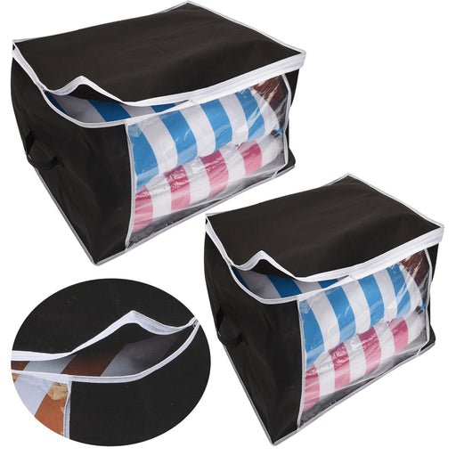KI-generiertes Bild 2x XL Unterbettkommode Schwarz 60x35x40cm Jumbo Unterbettbox Aufbewahrungsbox