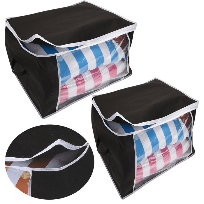 KI-generiertes Bild 2x XL Unterbettkommode Schwarz 60x35x40cm Jumbo Unterbettbox Aufbewahrungsbox