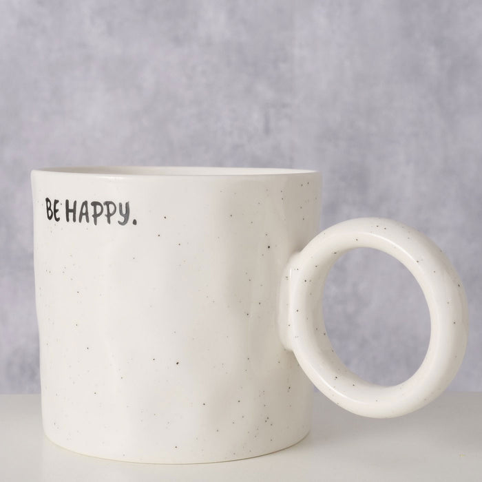 KI-generiertes Bild,XL Jumbo Kaffeebecher 420ml Spruch Be Happy Henkelbecher Kaffeetasse