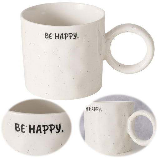KI-generiertes Bild XL Jumbo Kaffeebecher 420ml Spruch Be Happy Henkelbecher Kaffeetasse