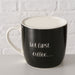 KI-generiertes Bild,XL Jumbo Kaffeebecher 420ml but first Coffee Schwarz Henkelbecher Kaffeetasse
