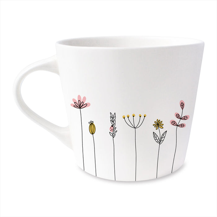 KI-generiertes Bild,Kaffeebecher 420ml Echt-Gold Spruch "Lieblingsmensch" Weiß Blumen Kaffeetasse