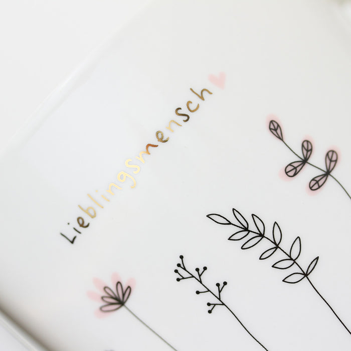 KI-generiertes Bild,Kaffeebecher 420ml Echt-Gold Spruch "Lieblingsmensch" Weiß Blumen Kaffeetasse