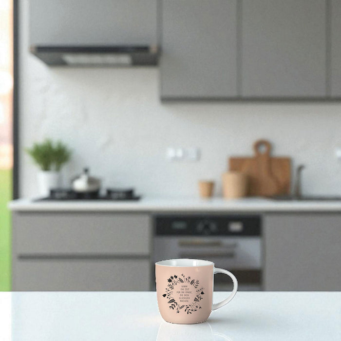 KI-generiertes Bild,Kaffeebecher 300ml Spruch "Glücklich machen" Gute Laune Tasse Kaffeetasse