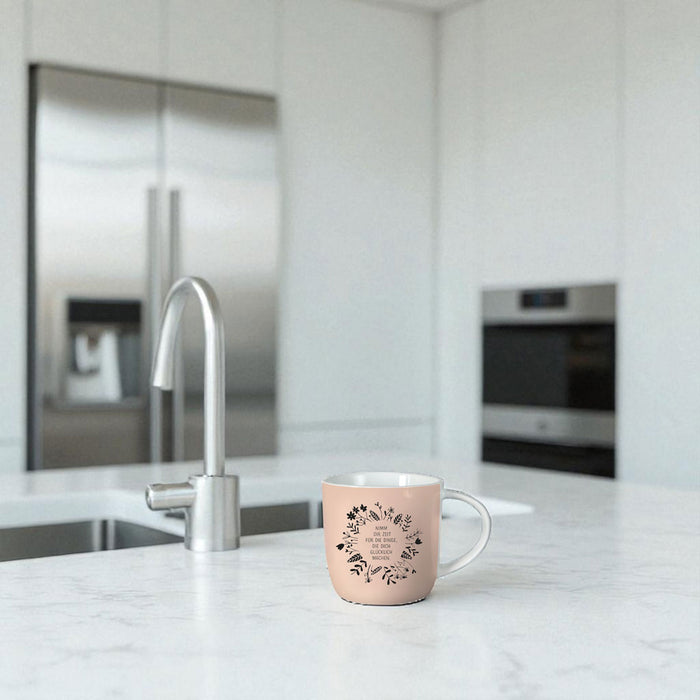 KI-generiertes Bild,Kaffeebecher 300ml Spruch "Glücklich machen" Gute Laune Tasse Kaffeetasse