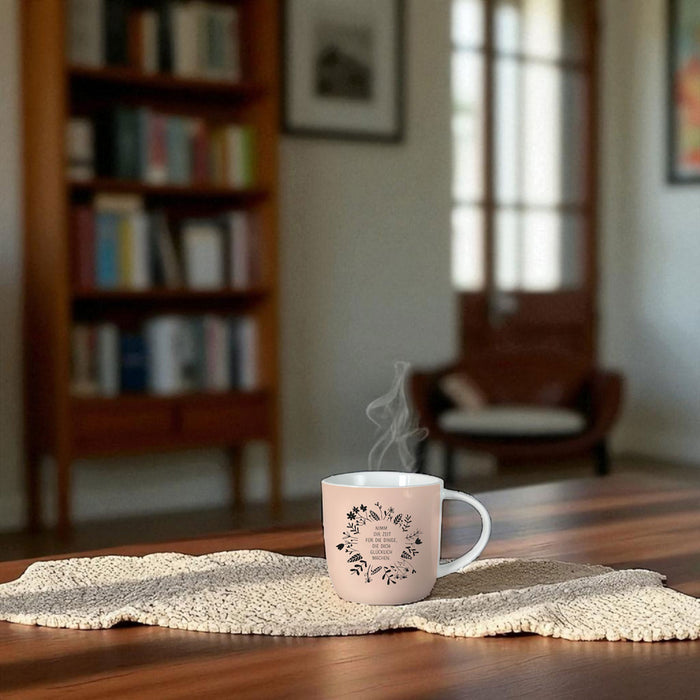 KI-generiertes Bild,Kaffeebecher 300ml Spruch "Glücklich machen" Gute Laune Tasse Kaffeetasse
