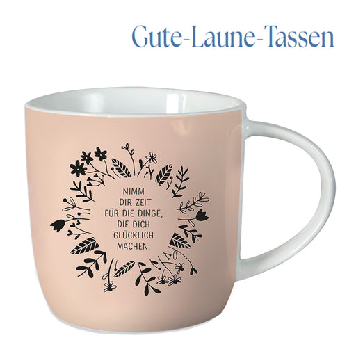 KI-generiertes Bild Kaffeebecher 300ml Spruch "Glücklich machen" Gute Laune Tasse Kaffeetasse