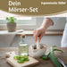 KI-generiertes Bild,Keramik Mörser Stößel Set Braun Weiß Ø 12cm kleiner Gewürzmörser Zerkleinerer