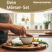 KI-generiertes Bild,Keramik Mörser Stößel Set Braun Weiß Ø 12cm kleiner Gewürzmörser Zerkleinerer