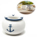 KI-generiertes Bild Sturmaschenbecher Anker 10x7,5cm Maritim Weiß Blau Windaschenbecher Aschenbecher