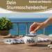 KI-generiertes Bild,Sturmaschenbecher Moin 10x7,5cm Maritim Weiß Blau Windaschenbecher Aschenbecher