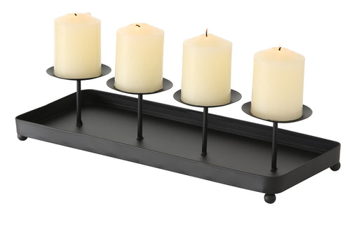 KI-generiertes Bild,4-fach Kerzenschale Eisen 40cm Schwarz Stumpenkerze Kerzenständer Kerzenleiste
