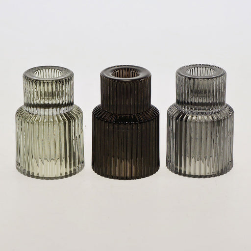 KI-generiertes Bild,3-fach Retro Glas Teelichthalter 2in1 Stabkerzen-Kerzenhalter Teelichtglas