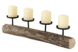 KI-generiertes Bild,4-fach Kerzenschale Holz 51cm Braun Stumpenkerze Kerzenständer Kerzenleiste