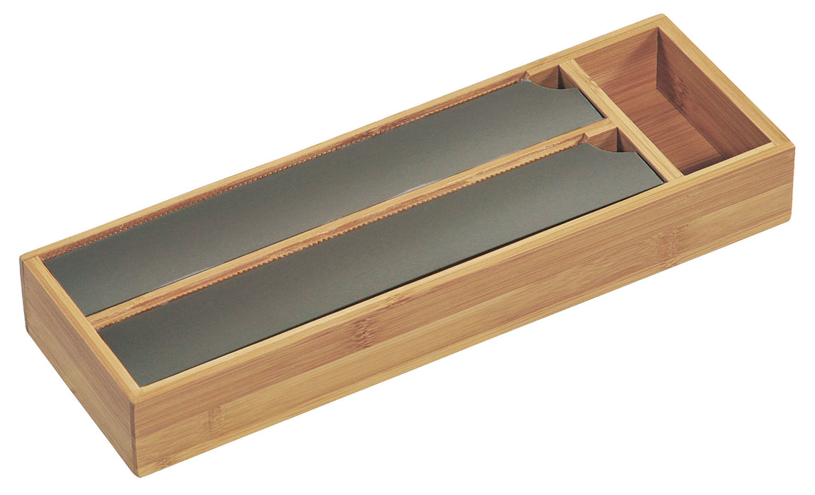 KI-generiertes Bild,3-fach Holz Folienspender Bambus Schubladen Alufolienspender Folienschneider