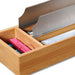 KI-generiertes Bild,3-fach Holz Folienspender Bambus Schubladen Alufolienspender Folienschneider