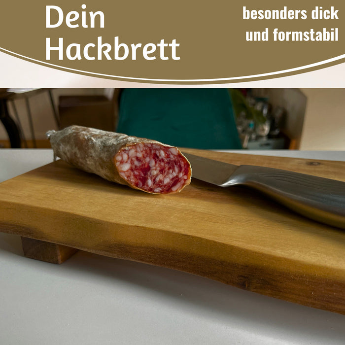 KI-generiertes Bild,XL Vesperbrett Servierbrett 53cm Akazie Schneidebrett Serviertablett auf Füßen