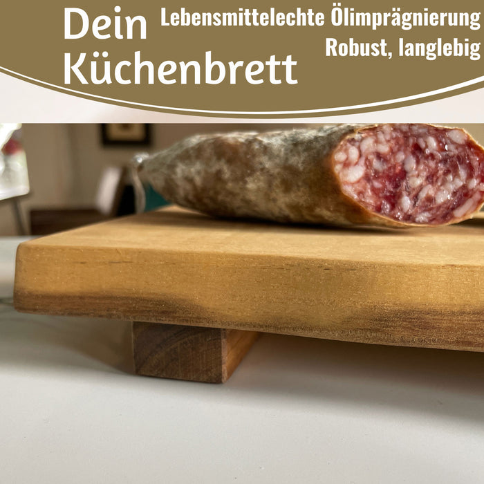 KI-generiertes Bild,XL Vesperbrett Servierbrett 53cm Akazie Schneidebrett Serviertablett auf Füßen