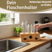KI-generiertes Bild,Holz Flaschenständer Bambus passend für 3 Sodastream Flaschen Abtropfschale
