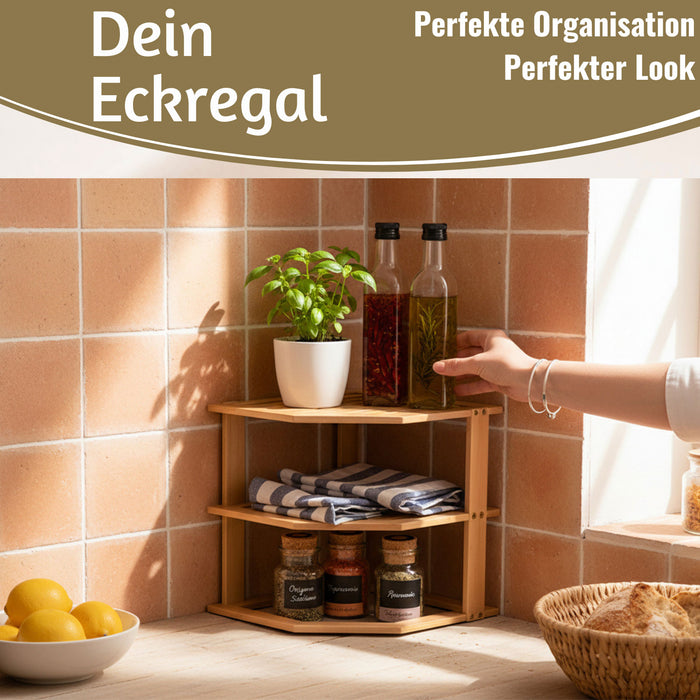 KI-generiertes Bild,Küchenregal Eckregal Holz 27x25cm stehend Aufbewahrungsregal Gewürzregal