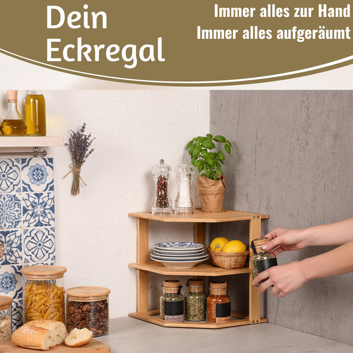 KI-generiertes Bild,Küchenregal Eckregal Holz 27x25cm stehend Aufbewahrungsregal Gewürzregal