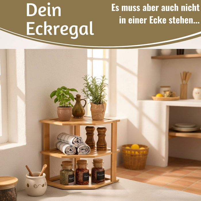 KI-generiertes Bild,Küchenregal Eckregal Holz 27x25cm stehend Aufbewahrungsregal Gewürzregal