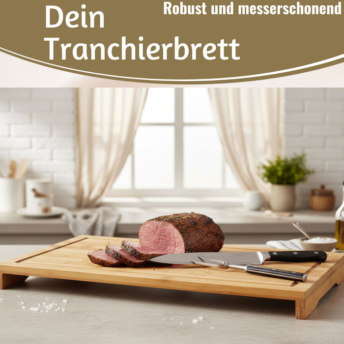 KI-generiertes Bild,XL Holz Schneidebrett Herdabdeckplatte 54x28cm Bambus Küchenbrett Holzbrett Saftrille