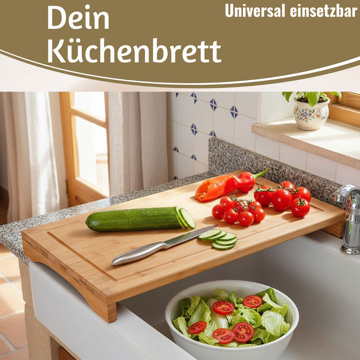 KI-generiertes Bild,XL Holz Schneidebrett Herdabdeckplatte 50x28cm Bambus Küchenbrett Holzbrett Saftrille