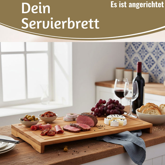 KI-generiertes Bild,XL Holz Schneidebrett Herdabdeckplatte 54x28cm Bambus Küchenbrett Holzbrett Saftrille