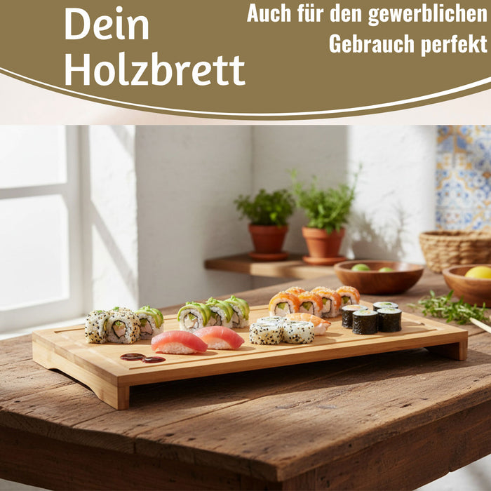 KI-generiertes Bild,XL Holz Schneidebrett Herdabdeckplatte 50x28cm Bambus Küchenbrett Holzbrett Saftrille