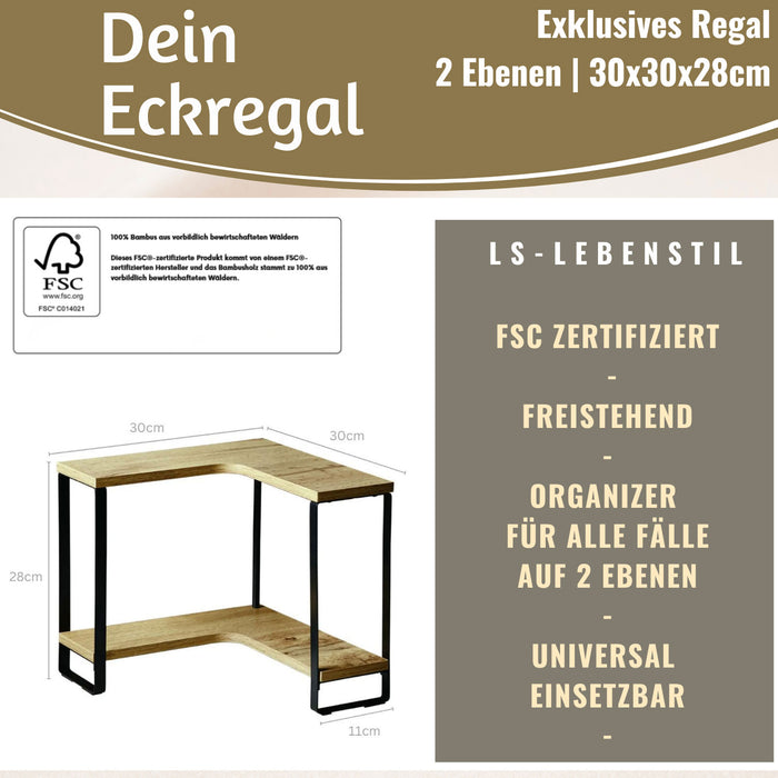 KI-generiertes Bild,Küchenregal Eckregal Holz 30x30cm stehend 2 Ebenen Aufbewahrungsregal Gewürzregal