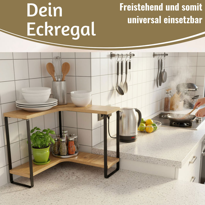 KI-generiertes Bild,Küchenregal Eckregal Holz 30x30cm stehend 2 Ebenen Aufbewahrungsregal Gewürzregal