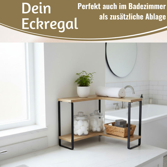 KI-generiertes Bild,Küchenregal Eckregal Holz 30x30cm stehend 2 Ebenen Aufbewahrungsregal Gewürzregal