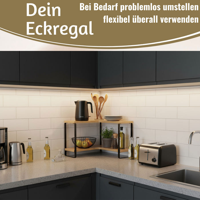 KI-generiertes Bild,Küchenregal Eckregal Holz 30x30cm stehend 2 Ebenen Aufbewahrungsregal Gewürzregal