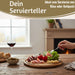 KI-generiertes Bild,XL Holz Fleischteller Servierteller 30cm Akazie Rund Schneidebrett Vesperbrett