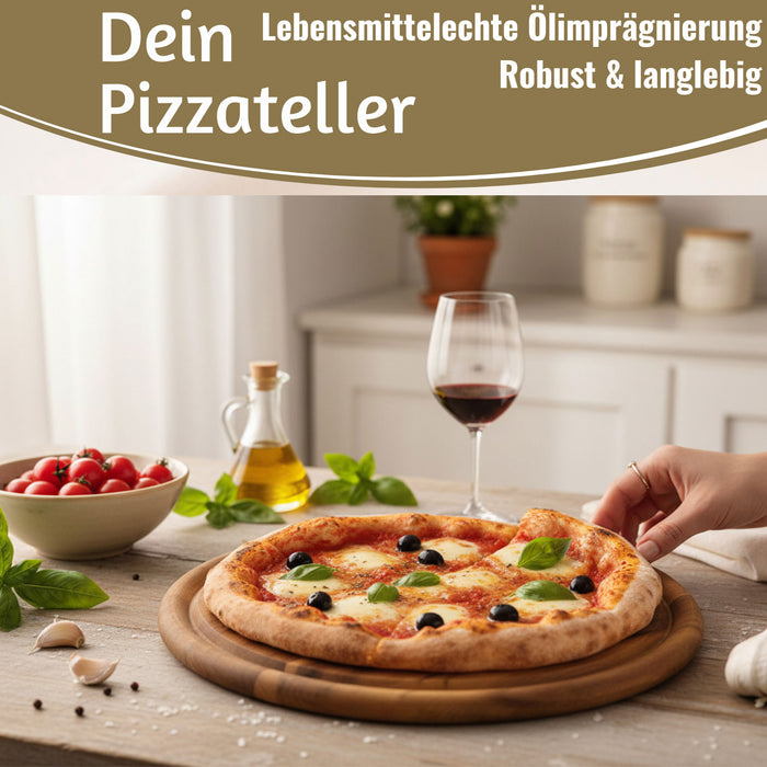 KI-generiertes Bild,Holz Fleischteller Servierteller 25cm Akazie Rund Schneidebrett Vesperbrett