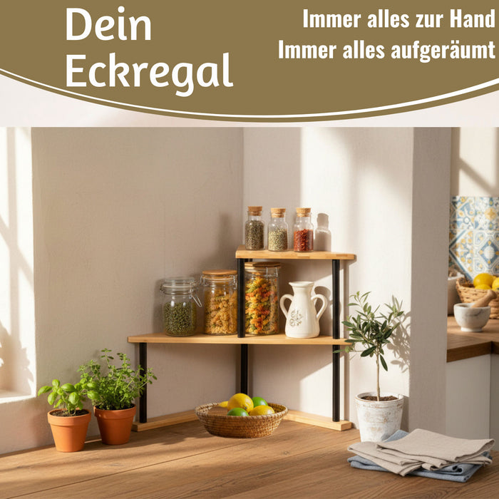 KI-generiertes Bild,Holz Küchenregal Eckregal 39x52cm Metall stehend Aufbewahrungsregal Gewürzregal