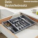 KI-generiertes Bild,Schubladeneinsatz Besteckkasten 29-50cm Grau ausziehbar Besteckbox Organizer