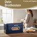 KI-generiertes Bild,Vintage Brotkasten Blau 30cm Metall mit Deckel Retro Brotbox Aufbewahrungskorb